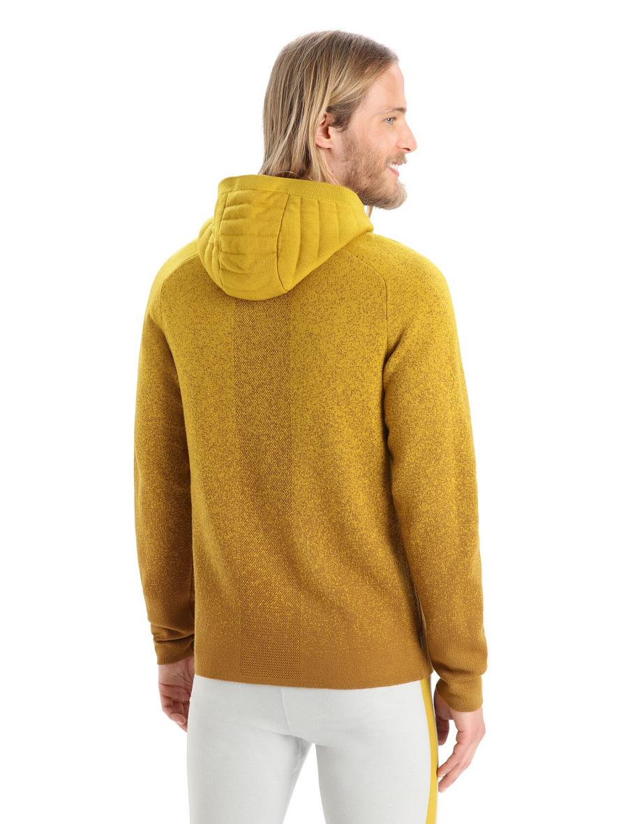 Sweat À Capuche Icebreaker ZoneKnit™ Merino Insulated Long Sleeve Zip Into the Deep Homme Doré | FR 1259TCEV